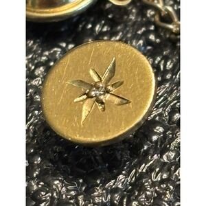 VTG 1/20 12k GF Gold Starburst Lapel Pin Tie Tack Chain‎ Diamond Accent